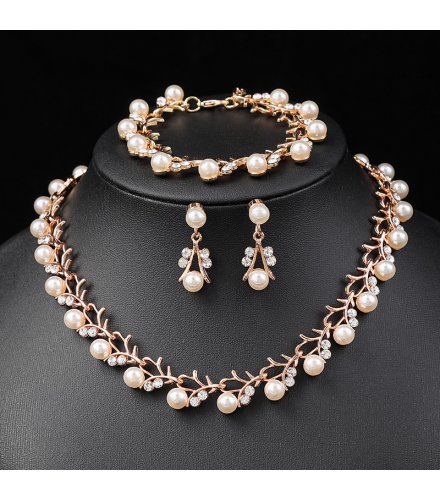 SET667 - Korean Style Bridal Pearl Necklace Set